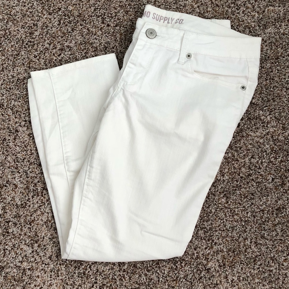 White Denim Crops